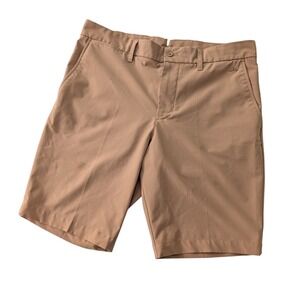 J.Lindeberg Eloy Golf Shorts Mens 33 Tan Khaki Performance Flat Front Tech